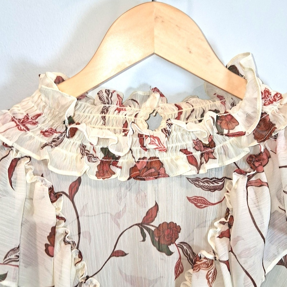 NWT Eloquii Elements Floral Sheer Ruffle Blouse Womens Sz 24 Smocked Romantic - Picture 6 of 14